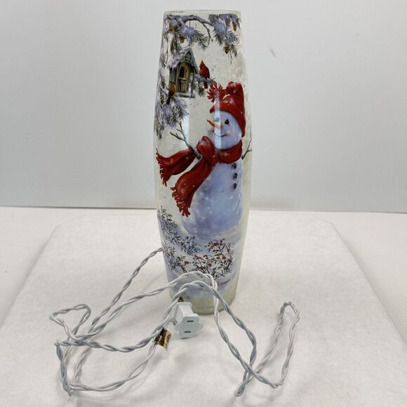 Trimmerry Winter Friends Lighted Vase 11.75" Snowman Dona Gelsinger Cardinals - Picture 10 of 14